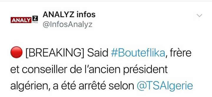 Algeria. Generals Tertag and Toufik were arrested along with Said Bouteflika, brother and advisor to President Abdelaziz.