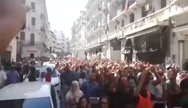 Algeria: Protesters in the streets of Algiers, calling for the downfall of army chief GaidSalah. The Algerian pro-democracy movement enters its 32nd week
