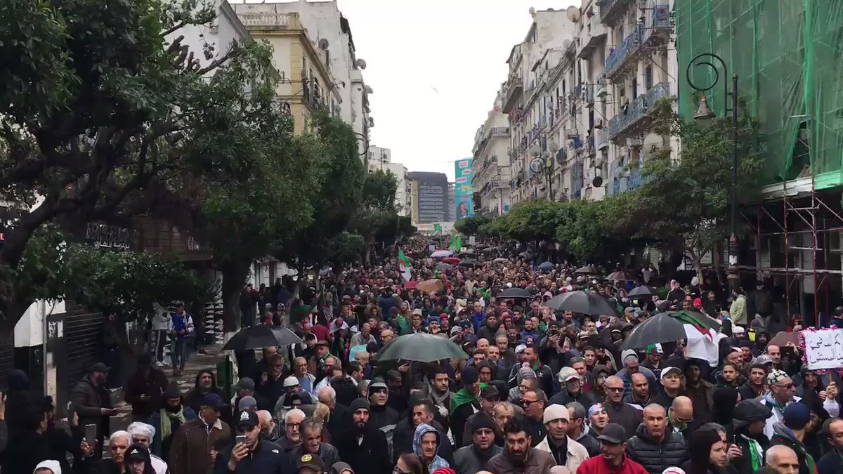 Protesters arrive at rue Hassiba, in Algiers