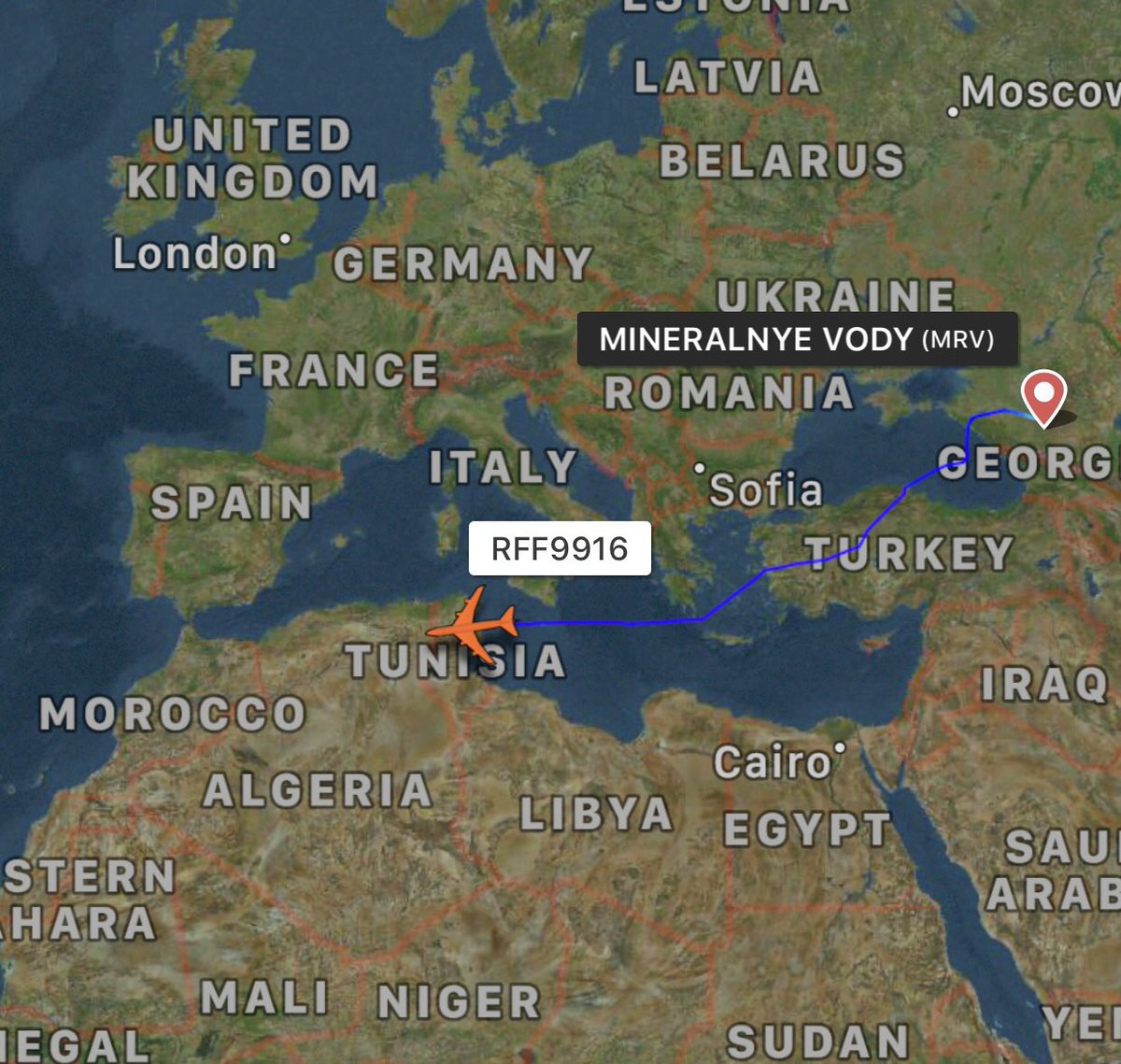 Russian Air Force contractor 224th Flight Unit Antonov An124-100 Ruslan (NATO: Condor) RA82014 flew from Mineralnye Vody to Algerian AFB Laghouat Moulay Ahmed Medeghri