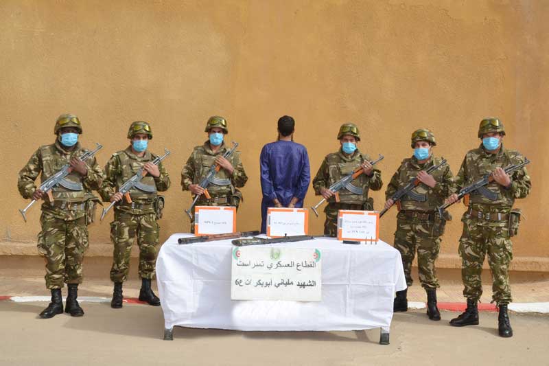 Algeria- ANP announces arrest of militant (Ben Khia Aissa who joined militant groups in Mali in 2018) in Tin Zaouatine. According to ANP, he was carrying a G3 (actually FN FAL) with only 1 mag & an RPG-2 with 3 rockets (not shown). Weird loadout for surrenderees
