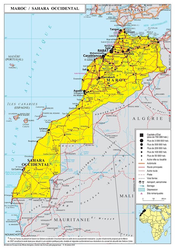 The French Ministry of Foreign Affairs immediately updates its map on Morocco, which includes Western Sahara within the country’s borders